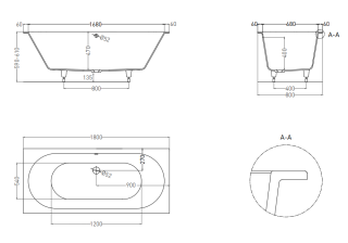 Ванна из искусственного камня Salini Ornella Axis S-Sense 103411M 180x80см белый матовый